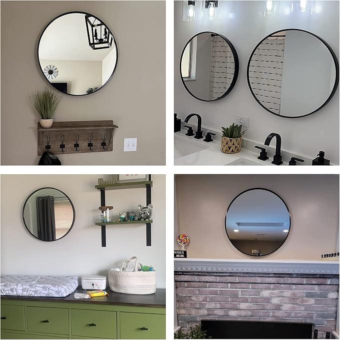 Oruii Small Round Mirror 16 inch, Small Black Circle Mirror Metal Frame - Image 6