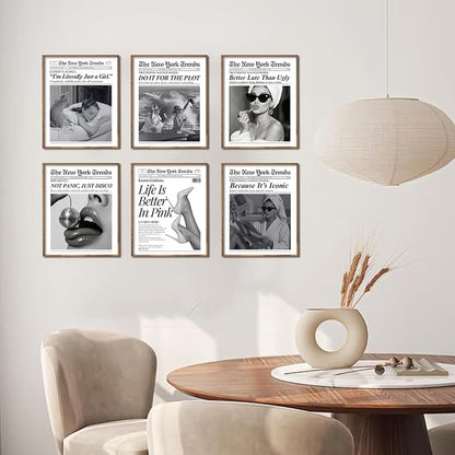 uniro Trendy Newspaper Wall Art Prints, Vintage Black & White Newspaper Wall - Image 2