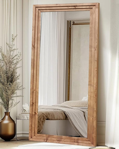 Full Length Mirror 76"x34" Solid Wood Frame Floor Large Mirror - Image 5