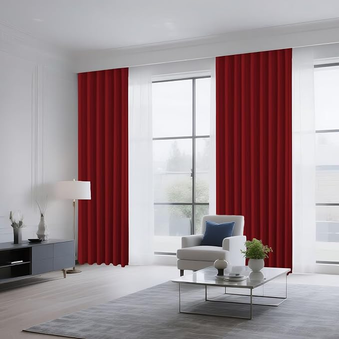 CUCRAF Red Blackout Curtains 72 inch Length 2 Panels Set, Rod Pocket Room - Image 8