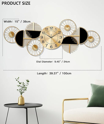 Large Wall Clock, Modern Silent Non-Ticking Metal Wall Art Wall Clocks Battery - Image 2