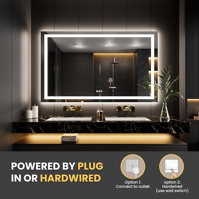 LOAAO 80"X40" LED Mirror for Bathroom, Lighted Bathroom Mirror - Image 6