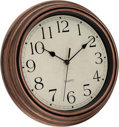 Foxtop Vintage Copper Wall Clock 12 Inch Silent Non Ticking Battery Operated - Image 7
