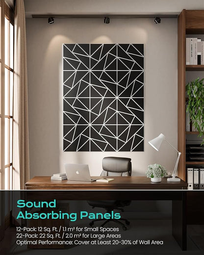 22-Pack Felt Acoustic Panels, Peel & Stick Sound Proof Foam Panels - Image 5