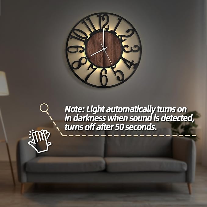 LEIKE Large Wall Clocks with Night Light Battery Operated, Silent Non Ticking - Image 5