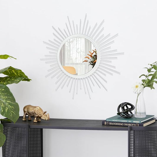 Sunburst Wall Mirror Spoked Home Circle Wall Art Mirror Classic Metal Modern - Image 2