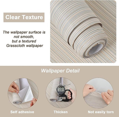 Naphite Grasscloth Peel and Stick Wallpaper Modern Textured Self-Adhesive - Image 2
