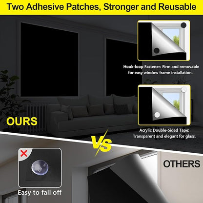 FADOTY Blackout Curtains for Bedroom, Portable 100% Black Out Window Cover Film - Image 3