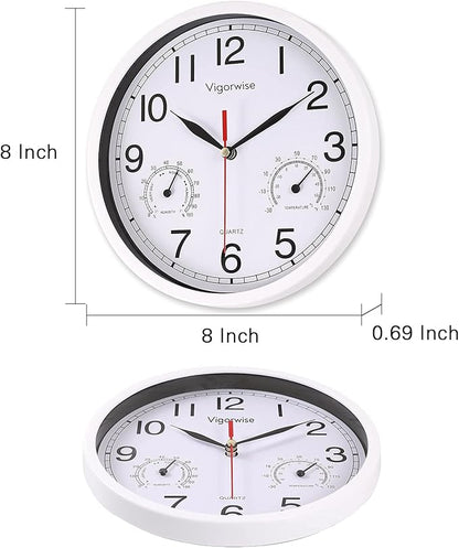 8 Inch White Wall Clock, Sweep Silent Movement Accurate Clocks - Image 4