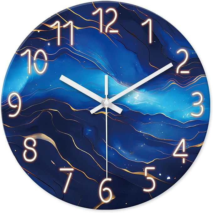 Small Wall Clocks Battery Operated 12 Inch Blue Marble Wall Clock by Constantplanet%E6%97%97%E8%88%B0%E5%BA%97