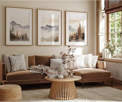 Neutral Mountain Wall Art Decor Set of 3 Forest Canvas Wall Art Poster - Image 4