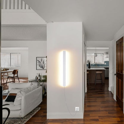 KELUOLY Modern Plug in Wall Sconces, 23.6 inch Frosted White LED Long Wall - Image 8