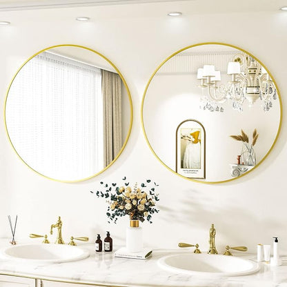 VooBang Round Mirror 23.6" Gold Wall Mounted Circle Mirrors Vanity Mirror - Image 5
