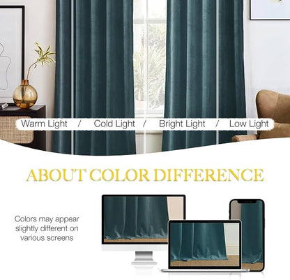 NICETOWN Greyish Blue Velvet Curtains, Luxury and Soft Thermal Insulated Velvet - Image 4