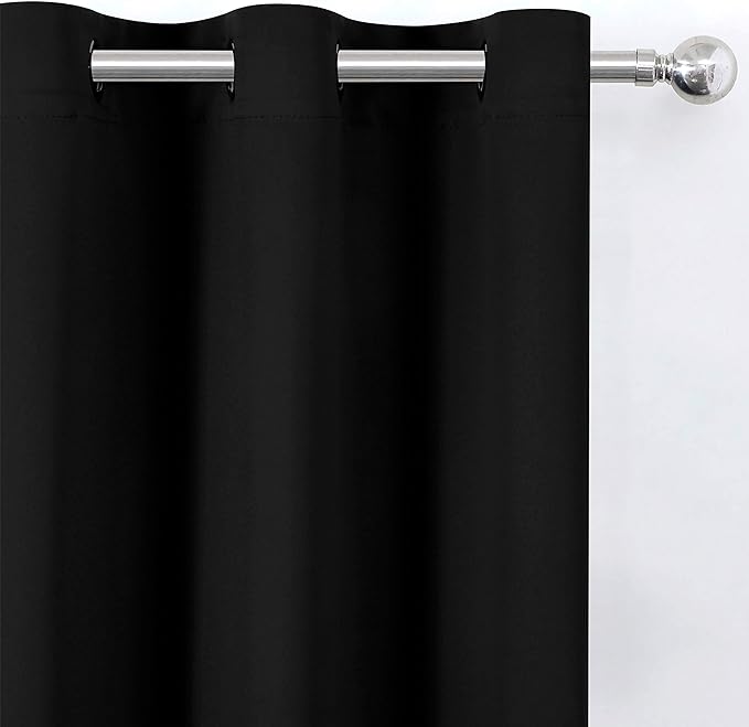 LEMOMO Black Blackout Curtains 42 x 54 Inch Length Set of 2 Panels Grommet - Image 7