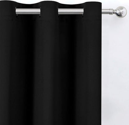 LEMOMO Black Blackout Curtains 42 x 54 Inch Length Set of 2 Panels Grommet - Image 7