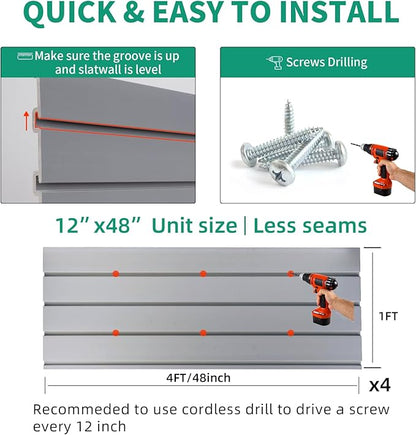 FRAYSCENT Slat Wall Paneling Garage Slat Wall Storage Systems Slatwall Panels - Image 5