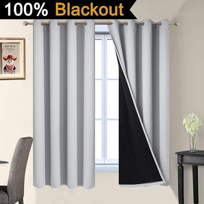 Yakamok 100% Blackout Lined Panels, Thermal Insulated Blackout Curtains - Image 2