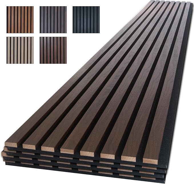 NeatiEase Wood Panels for Wall, 4-Piece 96" x 12.6" Soundproof Wood Slat Wall by NeatiEase