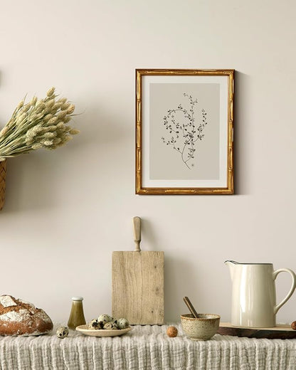 InSimSea Gold Bamboo Framed Canvas Wall Art, Minimalist Floral Botanical - Image 6