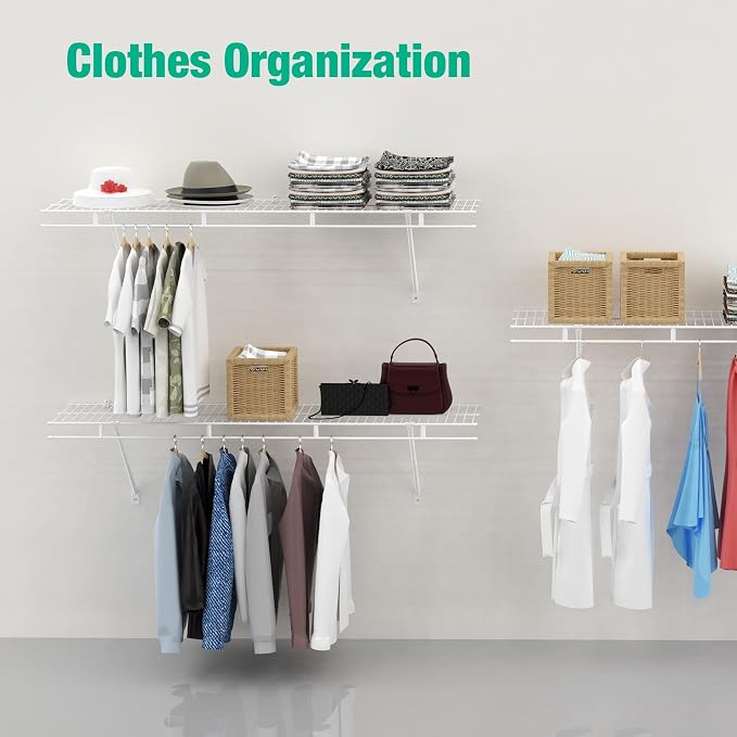 HAUSHOF Closet Shelves Wall Mounted 2-Pack, 4 ft x 12in White Wire Shelving - Image 5