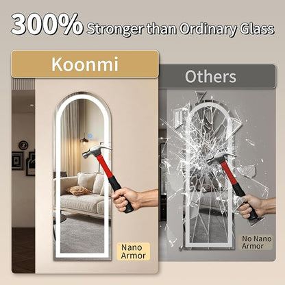 Koonmi LED Arched Full Length Mirror, Lighted Floor Mirrors - Image 3
