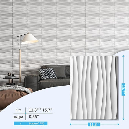 Art3d 24-Pack 3D Wall Panels for Interior Wall Décor, PVC Wavy Textured Accent - Image 3