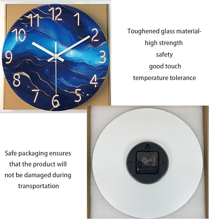 Small Wall Clocks Battery Operated 12 Inch Blue Marble Wall Clock - Image 7