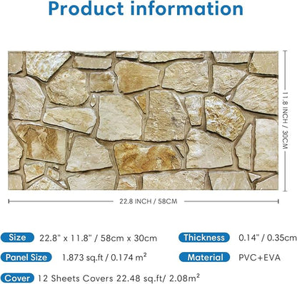 COMSTICKC 3D Faux Stone Wall Panels Peel and Stick, DIY UrltraLight PVC Fake - Image 5