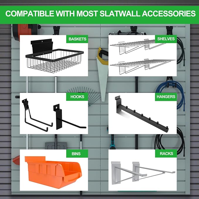 RELIANCER PVC Slat Wall Panels, 4ft by 8ft Garage Wall Organizer Storage System - Image 8