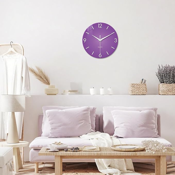 XFM Purple Wall Clock for Women Girls Bedroom 20 Inch Modern Simple Wall Clocks - Image 2