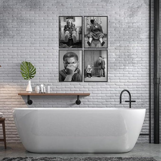 Funny Bathroom Wall Art Set of 4, Vintage Humor Bathroom Decor Wall Art - Image 2