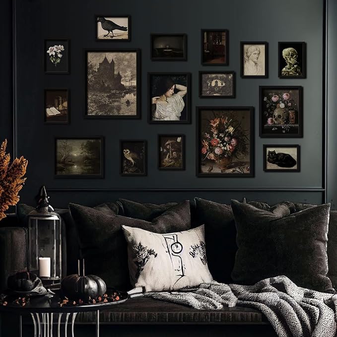 ANERZA 16 PCS Dark Academia Room Decor, Gothic Home Decor, Moody Wall Art Prints - Image 5