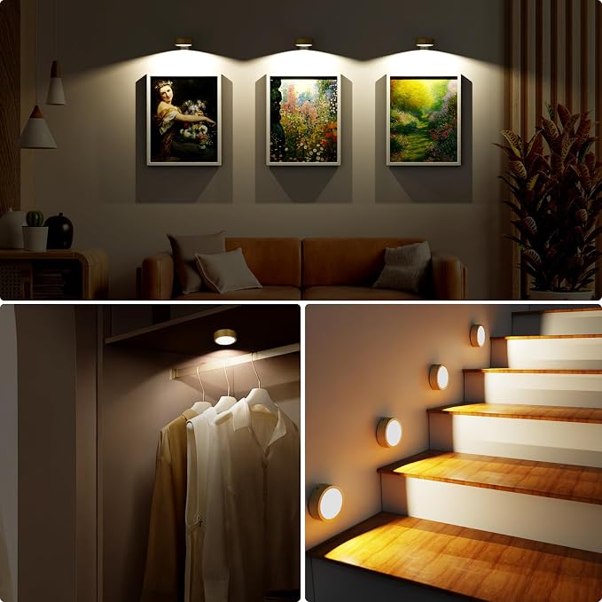 3 Pack Picture Lights for Wall, 13 RGB Color Rechargeable Battery Operated wall - Image 8