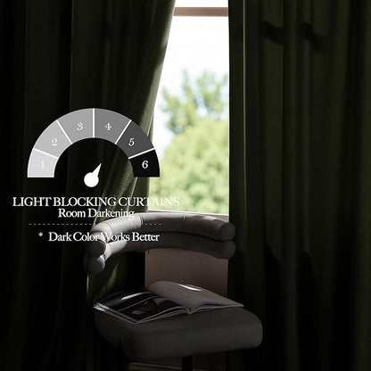 NICETOWN Super Soft Sage Green Velvet Curtains & Drapes 84 inches - Image 5