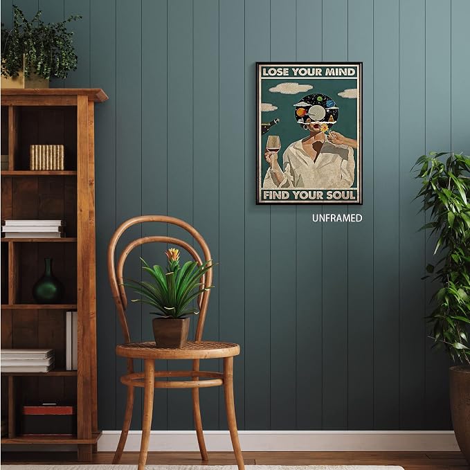 YuzhongART Vintage Lose Your Mind Find Your Soul Poster Mental Health Quote - Image 4