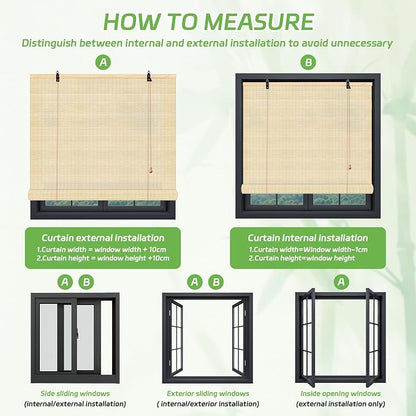 Bamboo Roll Up Shades for Windows 32Wx72L, Light Filtering Hanging Window Blinds - Image 7