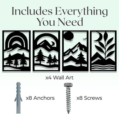 GALLERY GRACE Metal Wall Art Decor – 11" x 16" Set of 4 Abstract Landscape - Image 7
