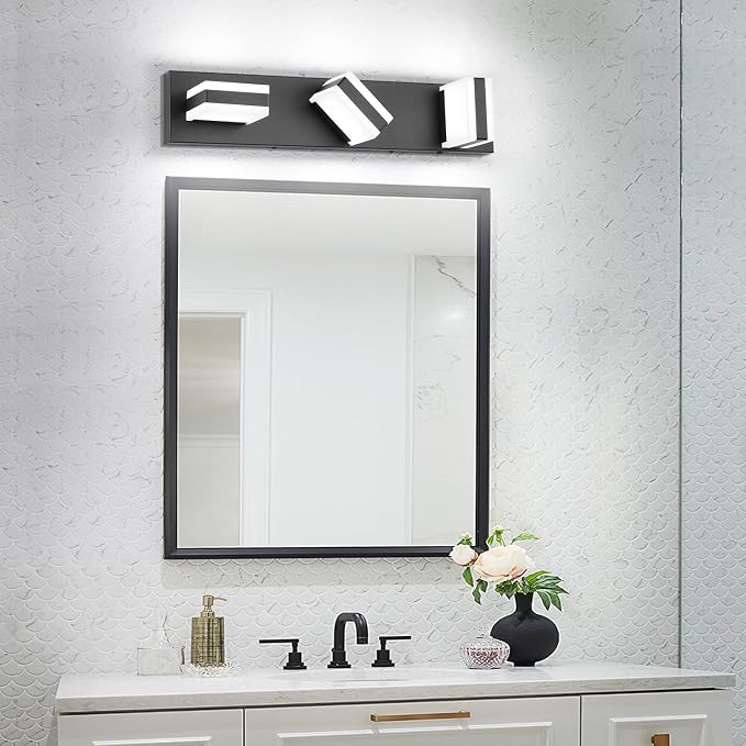 SOLFART LED Dimmable Black Vanity Light Over Mirror, 3 Lights Bathroom Light - Image 8