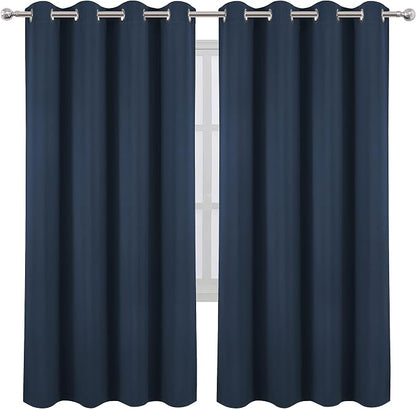LEMOMO Navy Blue Blackout Curtains/52 x 72 Inch/Set of 2 Panels Room Darkening - Image 2