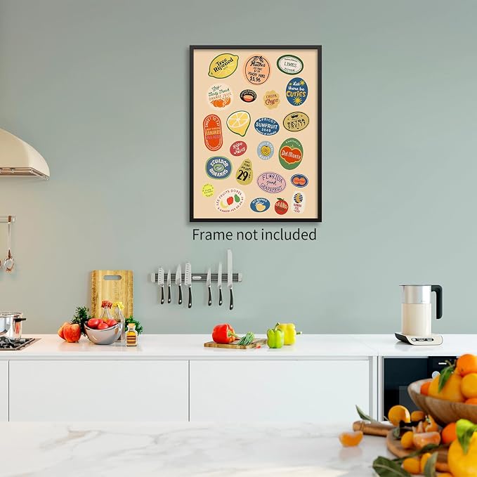 Trendy Kitchen Canvas Wall Art Vintage Fruit Market Pictures Prints Retro Food - Image 3