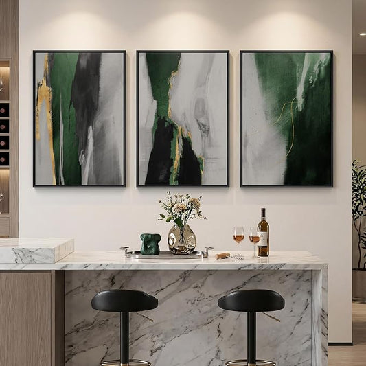 Large Framed Green Abstract Wall Art - Image 2