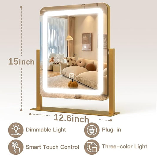 ROLOVE Vanity Mirror with Lights, 12.6"×15" LED Makeup Mirror, Lighted Makeup - Image 2