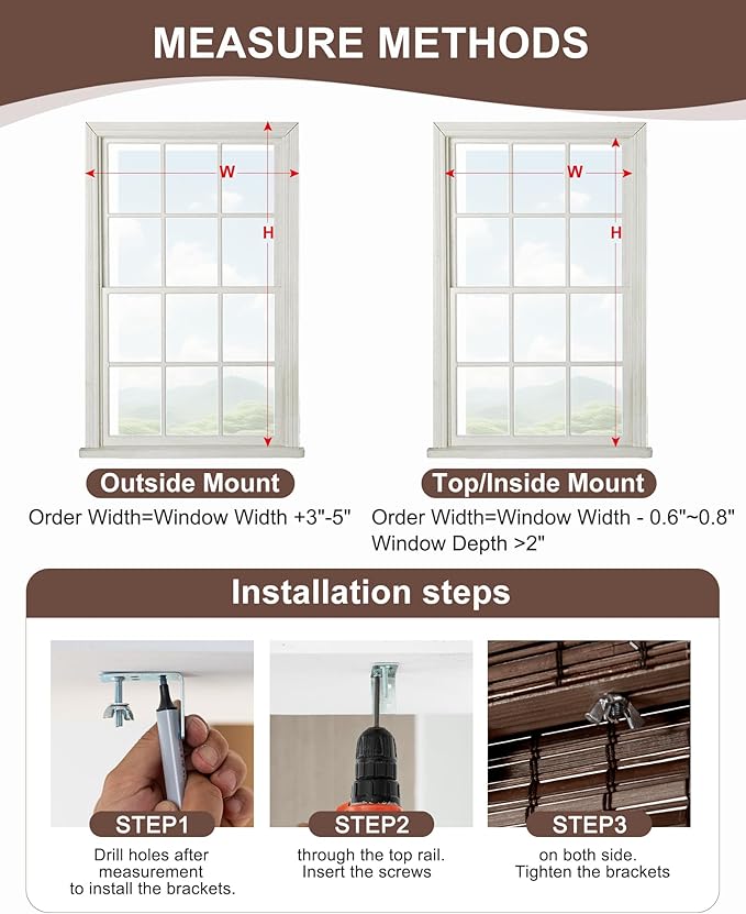 24''W X 72'''H Cordless Bamboo Roman Shades - Image 4