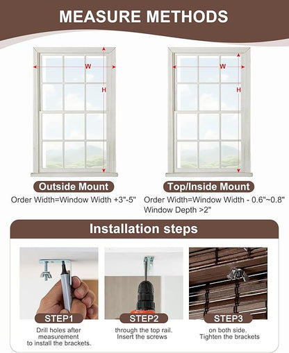 42''W X 72''H Cordless Bamboo Roman Shades - Image 4