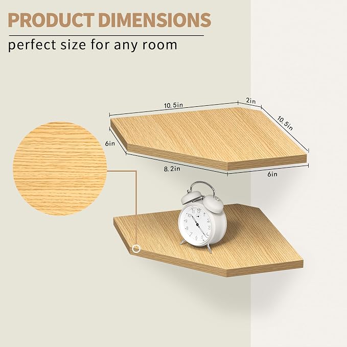 Fun Memories Corner Shelf Wall Mount, Corner Floating Shelves, Rustic Wood Wall - Image 3