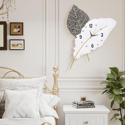 18x27 inch Large Modern Feather Leaf Shape Wall Clock - Image 3