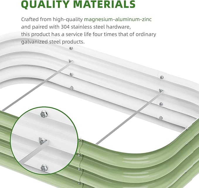 DaisyVibe Raised Garden Bed Kit, Planter Raised Garden Boxes Outdoor, Oval Large Metal Raised Garden Beds for Vegetables Flowers (Green, 6.5ftx2ftx1ft)