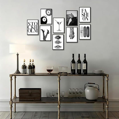LOARTVE 9Pcs Black and White Fashion Wall Art Prints Trendy Leopard Stockholm - Image 3
