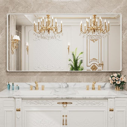 LOAAO 72x36 Inch White Metal Framed Bathroom Mirror - Image 7